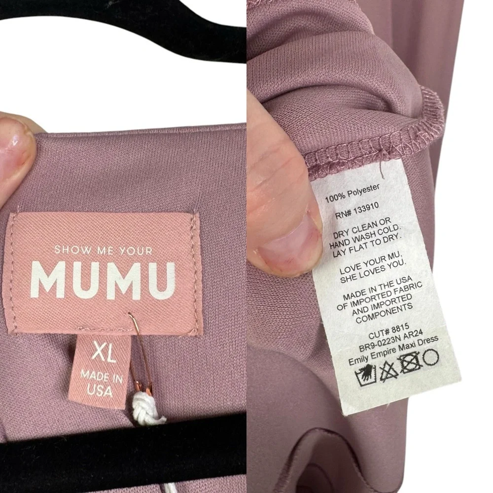 NWT SHOW ME YOUR MUMU SMYM Emily Empire Maxi Dress Antique Rose Chiffon XL‎